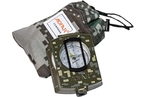 AOFAR Military Compass,AF-4580 Lensatic Sighting, Waterproof and Shakeproof with Map Measurer Distance Calculator, Pouch for Camping, Hiking