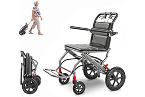 VEKROBOT Rollstuhl Faltbar Leicht,Sitz 47 cm,9,5 kg Ultraleichter Reiserollstuhl,30cm groß Honeycomb Gelände Reifen Tragbarer Transportrollstühle klappbar mit verstellbaren Arm- und Fußstützen