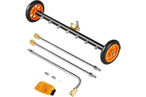 VEVOR 61 cm (24 tum) högtryckstvätt undervagnsrengöring, rostfritt stål ytrengörare för högtryckstvätt, 4 000 max PSI, vinkeljusteringsredskap, 7 sprutmunstycken, 2 utökade stavar för uppfart