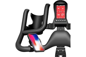 DAMOAA Soporte movil Bicicleta estatica Universal valido para Todos los tamaños de Smartphones Bicicleta Spinning Cinta de Correr Rodillo eliptica Entrenamiento Soporte telefono Bici (Negro)