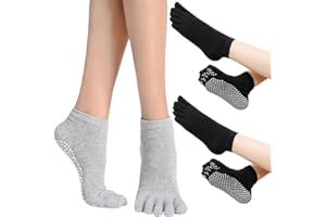 OUYIWEIMAOYI 3 Paia calzini cinque cita Calzini antiscivolo pilates Calzini antiscivolo con punta spaccata per Yoga,Pilates, Balletto, Fitness, Danza, EU 35-40