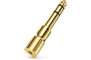 deleyCON Adapter Jack 3,5 mm na 6,35 mm - Wtyk aux Stereo Audio - Pozłacane Styki - do Słuchawek, Głośników, Gitary, Wzmacniacza Hi-Fi, Keyboardu, Miksera itp.