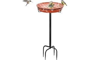 Giyiprpi Baignoire à Oiseaux autoportante de 71,1 cm avec Piquet en métal, décoration Amovible pour Jardin, terrasse, Cour, pelouse, 4 Pieds à Picots (C)