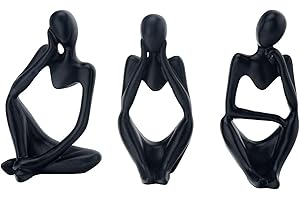 PIGPIGFLY DREI Leute Deko Figuren,Deko Wohnzimmer,Home Store Dekoration, Modern Abstract Kunst Skulpturen Deko, Bürodekorationen,Polyresin, Geschenk(Schwarz)