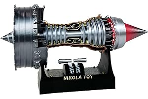 EviKoo Modello Motore Turbofan Trent 900, Kit Modello di Montaggio del Motore a Getto, Alta Simulazione Aereo Motore Modello, Luce LED + Batteria al Litio, Girevole (24cm / 10in)