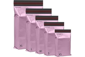 125 Assorted Mixed Pink Mailing Poly Postal Self Seal Bags 5 Sizes 25 from Each iSOUL Extra Small to Large Postage Packaging Assorted Mailers Posting Shipping Post Parcels Package Bags