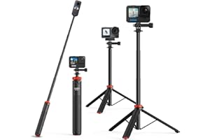 Vkesen Statyw do selfie Stick do GoPro, 122 cm ręczny teleskop kijek do Action Cam, wbudowany statyw uchwyt do wszystkich kamer GoPro, Insta 360 One X2/X3/XR/RS, DJI, Apexcam, Akaso