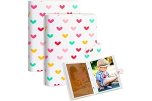 RUIBYTREE 2 Paquets Petit Album Photo 10x15 CM, Album Photos avec couverture en cuir, Mini Albums Photo pour 6 x 4 Pouce Les pochettes contiennent 52 photos 4x6, Livre d'images pour photos de famille (Blanc)