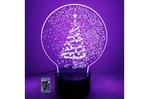 HPBN8 LTD Kreatywna lampka nocna 3D choinka pilot zdalnego sterowania przełącznik dotykowy 7/16 zmieniających się kolorów zasilany USB dekoracja LED iluzja optyczna lampa 3D zabawka dla dzieci Boże Narodzenie