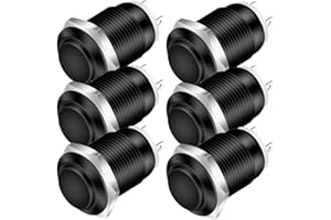 Gebildet 6 pz 12mm Pulsante Momentaneo Testa Rialzata Cavo in Lega di Alluminio 1NO 12V 24V 36V 110V 250V Impermeabile IP65 Senza LED (Guscio Nero)