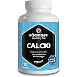 Calcio Integratore Vegano ad Alto Dosaggio, 180 Compresse per 3 Mesi, 800 mg di Carbonato di Calcio per Dose Giornaliera, Cal