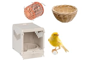 Motisi Zootecnici Nido per CANARINI Esterno Gabbia + Base in PLASTICA Uccelli Uccellini + Vimini + Juta
