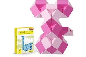 ECHOCUBE Magiczny wąż 48 bloków-PK, Magic Snake Ruler Twist Puzzle Party Favours Gifts, Educational Creative Snake Fidget Toys for Kids/Adults (różowy)