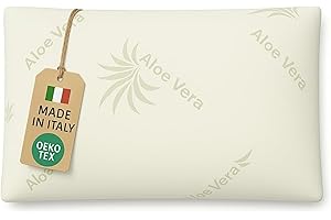 The Double Twenty | 1 Cuscino Memory Foam BASSO con Federa in Aloe Vera,Modello Saponetta, ideale per Bambini, Cuscino letto Cervicale e Ortopedico (8cm)