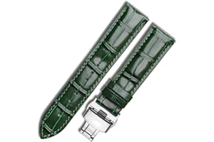 MUENShop Cinturini di Ricambio Vera Pelle Cinturino Barre Rapido Rilascio Fibbia Pieghevole Nero/Marrone/Blu 18mm 20mm 22mm 24mm per Uomo/Donna