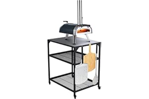 Ooni Medium Modular Outdoor Table - 31x22x35 Inch Stainless Steel Pizza Oven Stand, Barbecue Cart, Outdoor Pizza Station