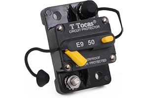 T Tocas 50 Amp Circuit Breaker with Manual Reset, 12V- 48V DC, Waterproof (50A)