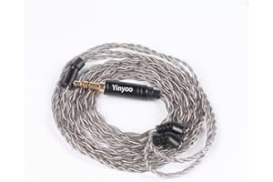 YINYOO 4Core Aggiornamento Cavo di ricambio per auricolari 2 pin placcato argento, Cavo per auricolari staccabile grigio Cavo per auricolari Spina da 3,5 mm per auricolari BLON BL-03