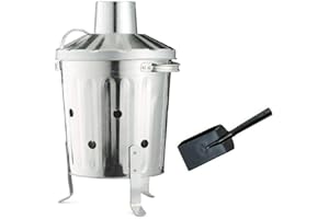 Elex 15L 15 Litre Galvanised Trendi Metal Incinerator Mini Garden Fire Bin WITH FREE ASH SHOVEL for Burning Wood, Leaves, Paper etc