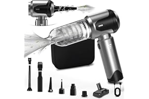 Kevsuvqin 4-IN-1 Aspirador de Mano Potente sin Escobillas, 18000PA Aspirador Coche Potente sin Cable, 3 Niveles Ajustables, Mini Aspiradora de Mano para Aire Comprimido Limpieza PC (Negro Plateado)