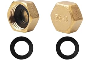 ANATI 2 Stück Blindstopfen 1/2 Zoll, Blindstopfen Wasserleitung, Eckventil Kappe, mit Dichtungsringe für Garten Outdoor Rohre