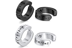 OIDEA Viking Runes Hoop Earring for Men: Stainless Steel Fake Earrings No-Piercing Clip On Earrings Hypoallergenic Mens Earrings Ear Clips Amulet Protection Jewellery Gift