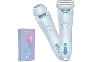 XKUIHF Tondeuse Femme Intime, 2 en 1 Rasoir Electrique Femme, Rasoir Femm'e Electrique Sans Fil, étanche IPX6 Epilateur Rasoir Écran LCD pour Visage Aisselles Jambes Bras (Bleu)