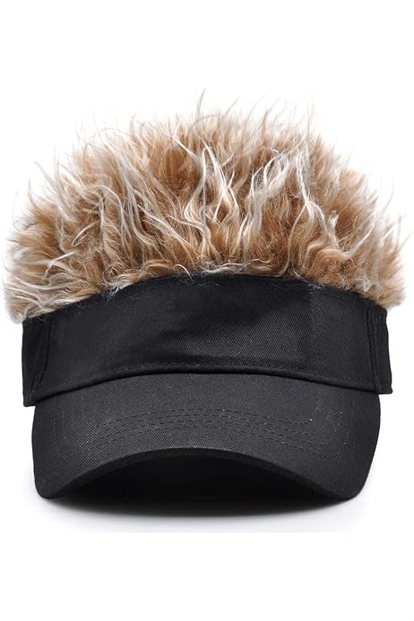 Golf Hat Fake Hair Sun Visor Cap 