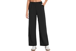 Oyamiki Wide Leg Trousers for Women UK Business Stretch Soft High Waisted Casual Palazzo Pants Office Work Trousers with Pockets