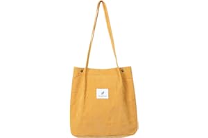 Etercycle Women's Cord Shoulder Bag, Large Cord Bag, Casual Tote Handbag, Fashionable Fabric Bag for Everyday Use, Office, School Trip and Shopping Polyester, yellow