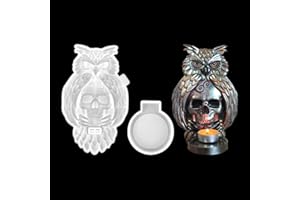 Zayookey 3D Owl Candle Holder Resin Mould Skull Tealight Holder Silicone Mould Animal Candlestick Epoxy Resin Casting Mould for DIY Wall Decor Door Decoration Halloween