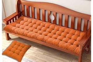 Waigg Kii Coussin de banc rectangulaire 8 cm d'épaisseur 2 ou 3 places, en coton pour banc de jardin ou chaise longue, intérieur ou extérieur (150 x 50 cm, orange)