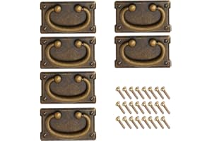 CJBIN Vintage Drawer Handles, 6 PCS Drop Handles Rectangle Drop Ring Pull Handles Vintage Antique Bronze Drawer Ring with 12 Screws for Cupboard, Drawer, Wardrobe, Coffee Bronze