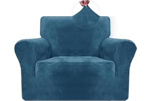 CYCMACO Copridivano Velluto Spesso 1 Posto, Elasticizzato Copripoltrona con Braccioli, Copridivano AntiGraffio Gatto, Copridivani Antiscivolo Antimacchia, Universale Sofa Cover, Blu Pavone