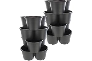 SUSTANIA 2er Set Pflanzturm 4 Etagen Kartoffelturm, Maße: 66x42x40 cm,Pflanzkübel für Kartoffeln & Gemüse, Made in EU, Farbe: Anthrazit