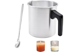 Omevett 1.2L Wax Melting Jug Candle Wax Melting Pot,Durable Metal Candle Making Jug with Heat-Resistant Handle and Spoon for Candle Making and Soap Making DIY Crafts