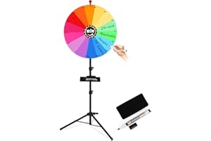 GADFISH 24-inch Spinning Prize Wheel, Ajustable 37"-67" Height Spin Doodle Game Spinner, Storable Prize Wheel Spinner with Stand, Wheel of Fortune Game, 14 Colors