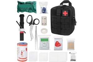 Mineup Trousse de Premiers Secours, 46 Pièces Trousse de Secours Tactique, Trousse de Secours Militaire, Pochette médecine tactique pour la Maison, La Voiture, Le Camping en Plein Air