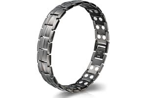 JADIVE Magnetarmband für Männer Titan Armband Herren mit Zweireihigen Magneten Stärke Verstellbares Armband mit Größen Werkzeug und Tasche Schwarz Voll Magnetischer Boden, Schwarz