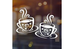 WALL4STICKERS Tasses stickers muraux art cuisine vinyle café décal décor tasse carreaux noirs transferts autocollants deco citation décoration thé café maison love room miroir salon armoires cuisines