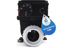AQUADE Elektrische Whirlpool-Heizung 3 kW – Durchlauferhitzer für Spa, Außenwhirlpool & kleine Pools bis 1280L – Warmwasserbereiter mit Thermostat & Überhitzungsschutz