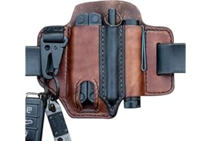 Gmuret EDC Lederscheide Organizer, Leder Gürtelschlaufe Taille Multitool Scheide mit Schlüsselhalter, Leder EDC Taschen Organizer für Werkzeuge