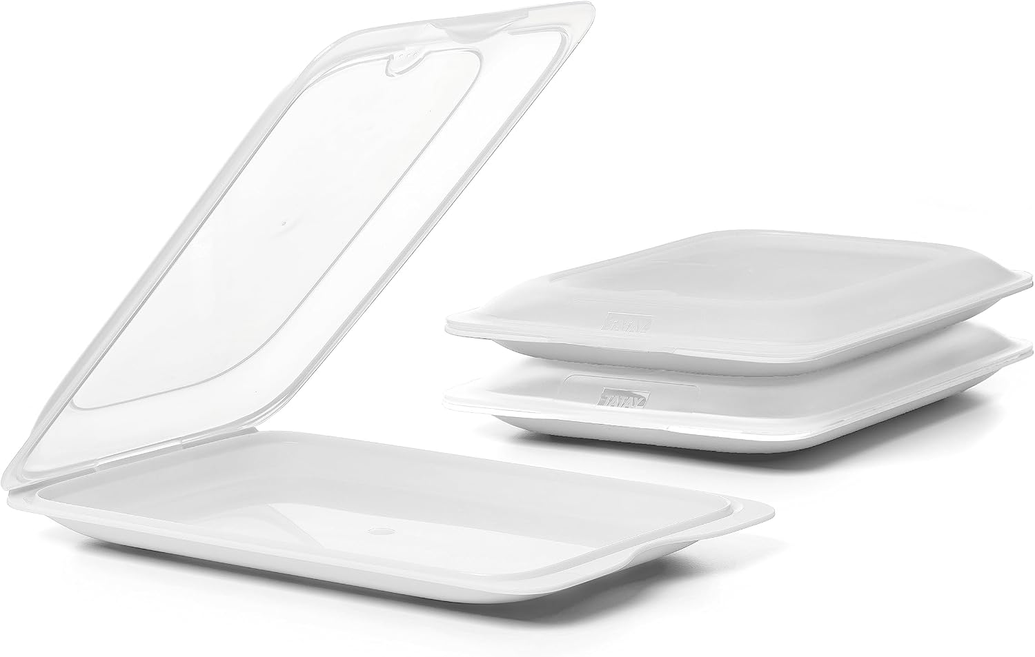 Tatay Porta Embutidos Fresh | Set de 3 Estándar | Tupper Embutido Nevera | Tapa Extraíble, Apilable | Apto Congelador, Microondas y Lavavajillas | Libre de BPA, 17 x 3,2 x 25,2 cm, Color Blanco
