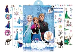 Fashion Yo 4 Sheets Kids Girls Princess Mermaid Temporary Tattoos Sticker Birthday Party Bag Fillers Favors Supplies Gifts Goodies,Fake Waterproof Temporary Tattoo Set (Elsa)