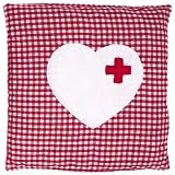 Cherry Stone Pillow Checked with Heart Design Red