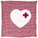 Cherry Stone Pillow Checked with Heart Design Red