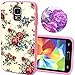 PowerQ Multi Pattern Colorful Combo Style for Samsung Galaxy S5 I9600 Soft TPU Cover and Plastic PC Bumper Combine Combo Mix Material Case Pattern Print Printing Drawing Cell Phone Case mobile Cover Soft Protect Skin (white-red flowers)
