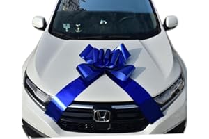 Chexin Lazo gigante azul para coche, 58,4 cm, lazo azul grande para coche, bicicleta, Navidad, gran regalo, boda, nueva casa, fiesta, celebración, lazo magnético con cintas de 185 cm, se sujeta con