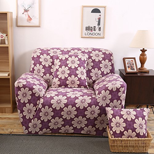 Gazechimp Modern Weich Stretch Sesselhussen Stretchhussen Husse aus elastischer Stoff für 1-Sitz / 3-Sitzer Couch Sofa – Lila Zärtlichkeit, 90-140cm - 2