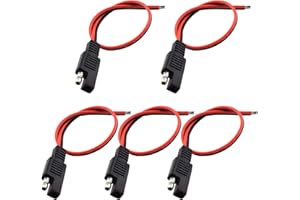 GTIWUNG Lot de 5 Câbles de Connexion SAE 1FT/30cm, 16 AWG, Câble d'extension à déconnexion Rapide 2 Broches - Connecteur de déconnexion Rapide SAE - pour Motos, Voitures, tracteurs